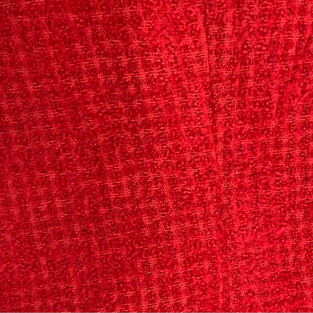 Zara Red Textured Long Sleeve V-neck Vintage Dress - Picture 7 of 15